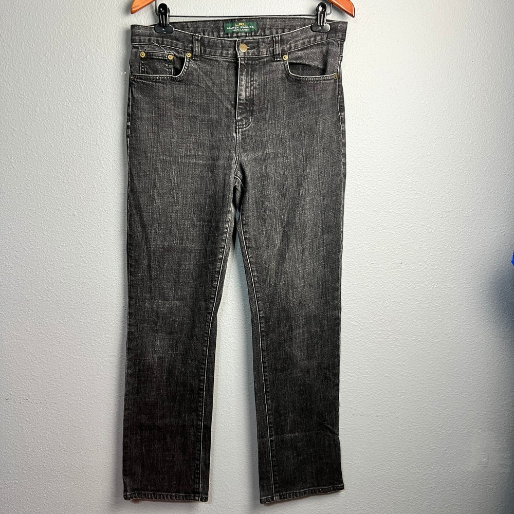 Lauren Jeans Co. Classic Straight Leg Black Wash Denim Jeans Y2K Grunge Size 10